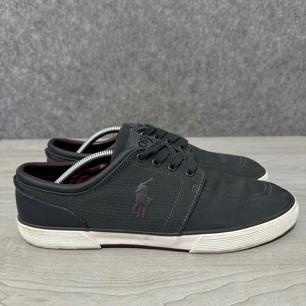 Polo Ralph Lauren Faxon‎ Low Sneakers Mens 12 Grey Perforated Nylon Shoes